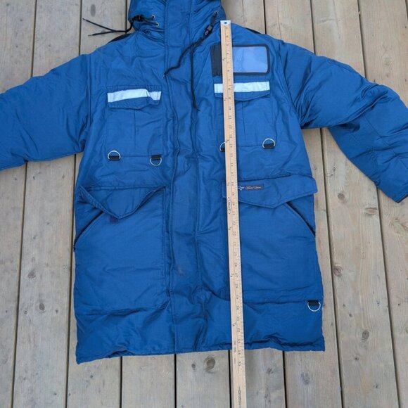 Vintage Snow Goose Parka Jacket Men's M Blue Retro Faux Fur Trim Hood Model 8501 - Picture 5 of 11
